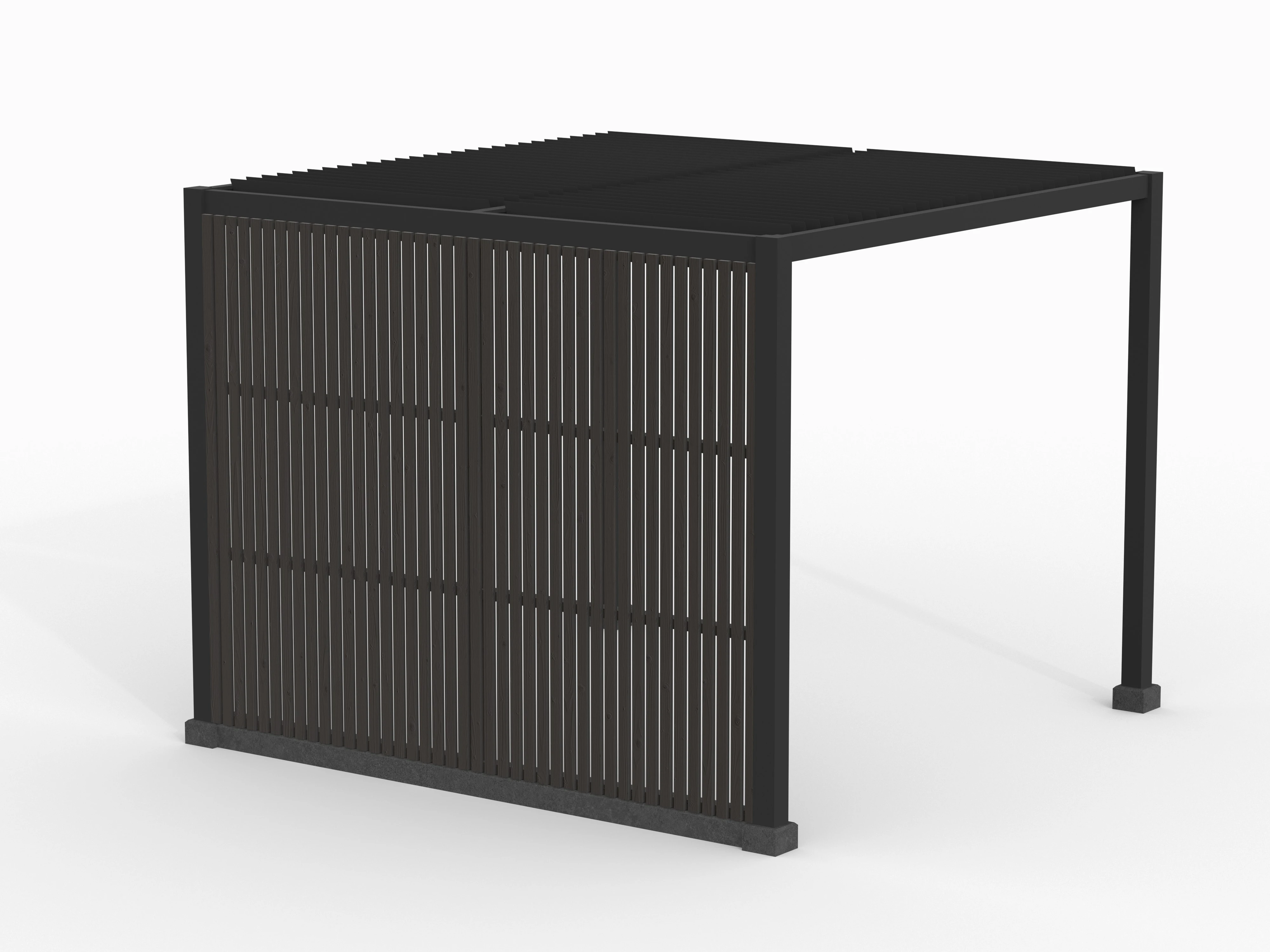 Vuren Lamellenwand 135 x 218.6 cm (1350 x 2186 mm) Zwart Gespoten - Afbeelding 1